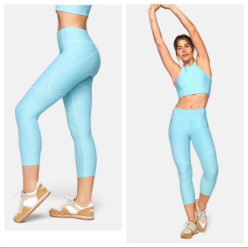 Outdoor voices crop warm up leggings pool blue XL